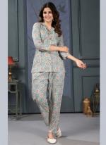 Rayon Grey Casual Wear Printed Readymade Cord Set